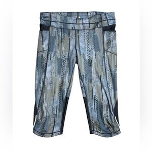 Athleta Women's Gray Print‎ Running Capri Leggings Athletic Yoga Pants Medium